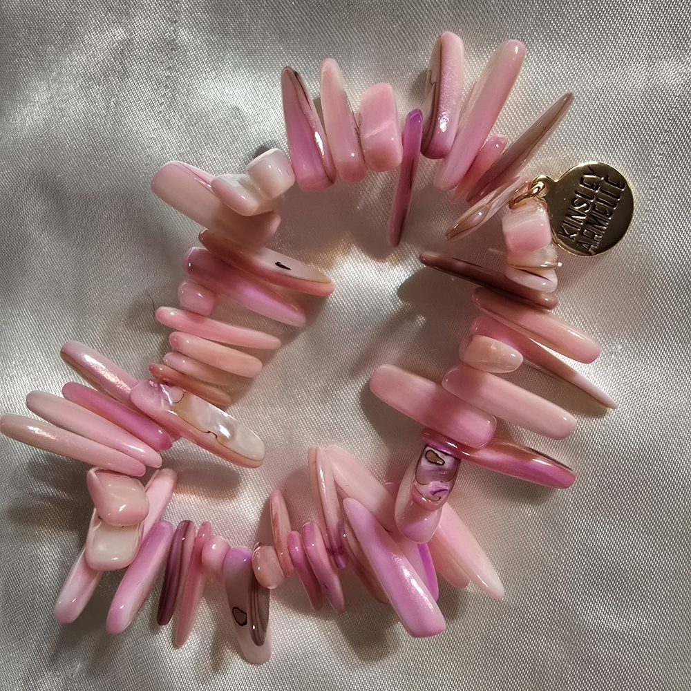 Pink Shell Bracelet with Gold Accent Designed by Kinsley ARMELLE